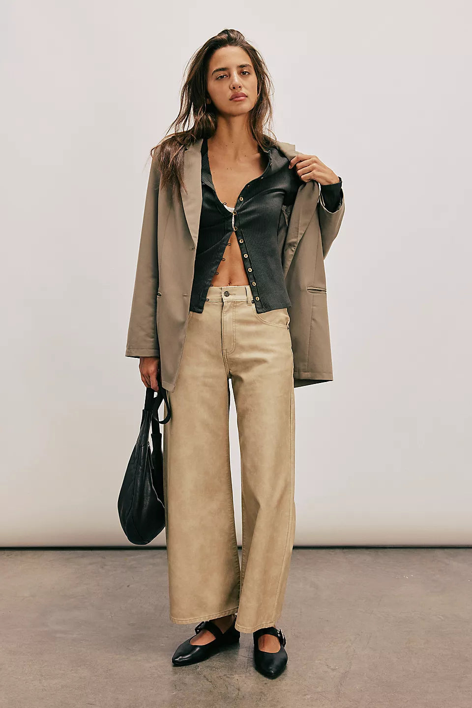 Kardigan żebrowany z okrągłym dekoltem