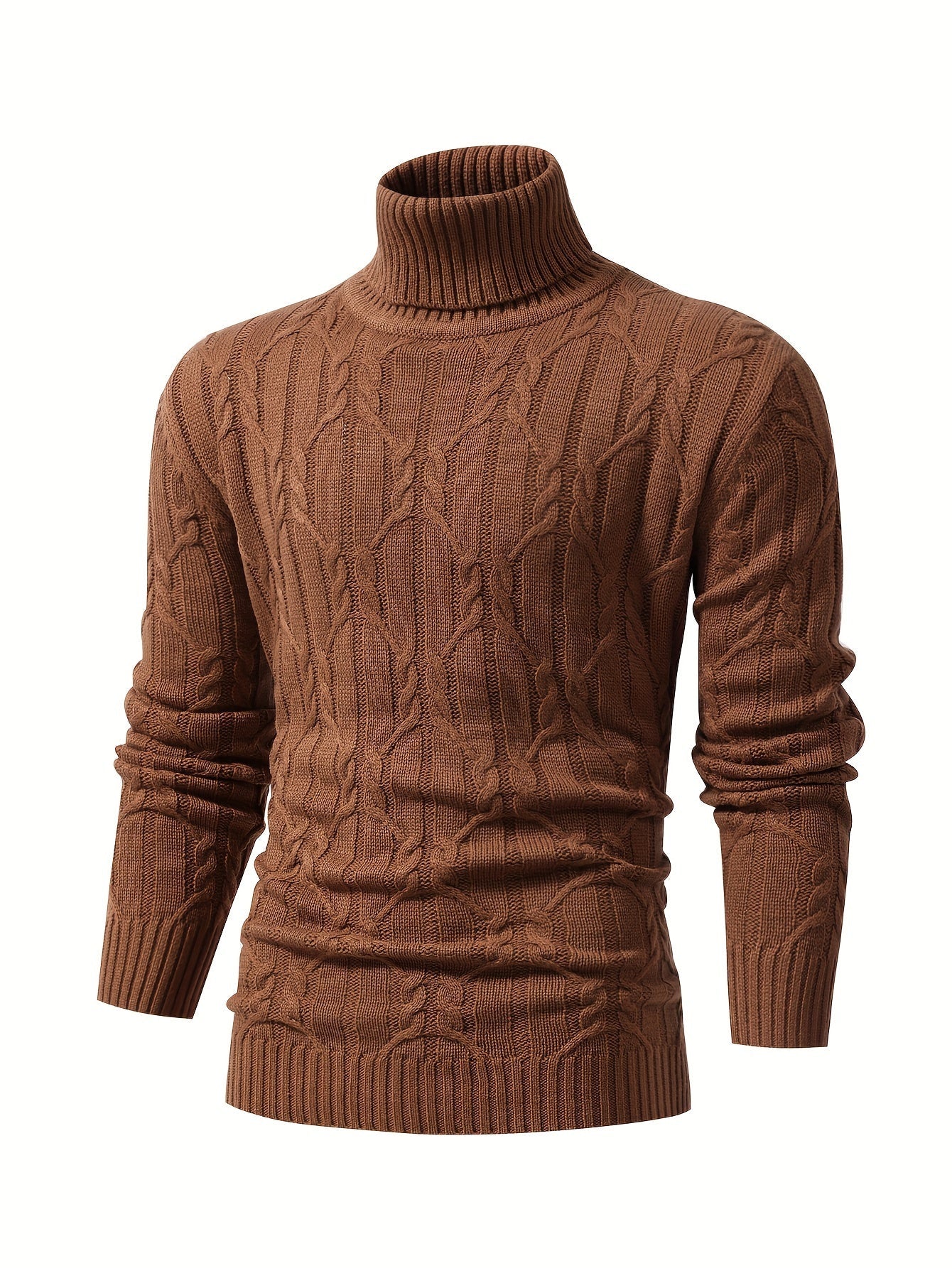 Brązowy sweter mêski z dzianiny