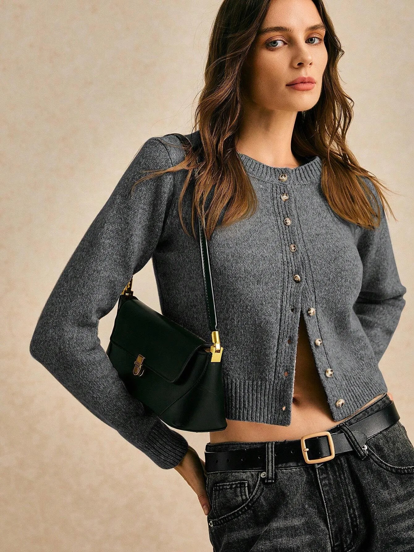 Dzianinowy krótki kardigan