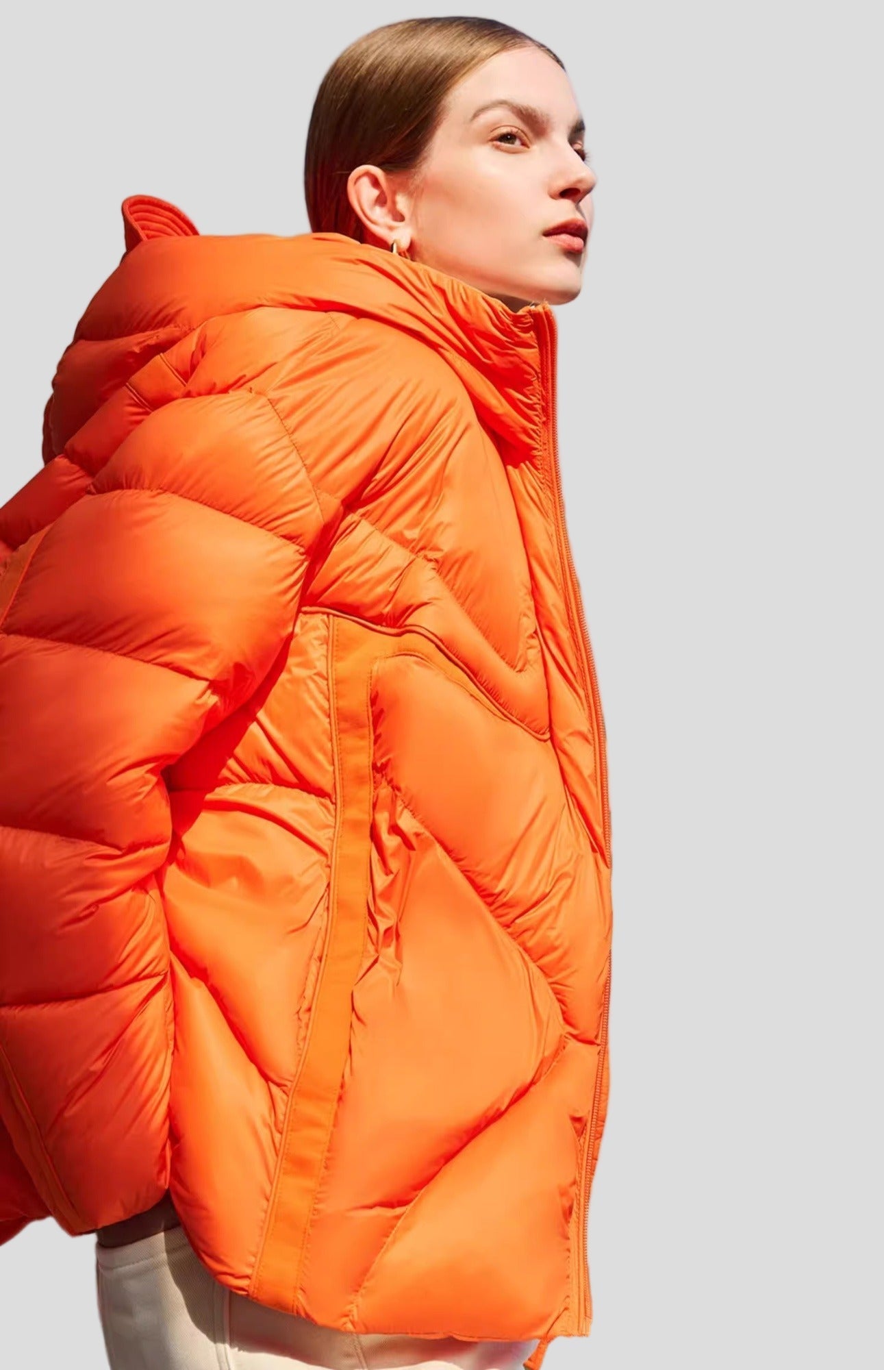 Pomarańczowa krótka kurtka z fakturą