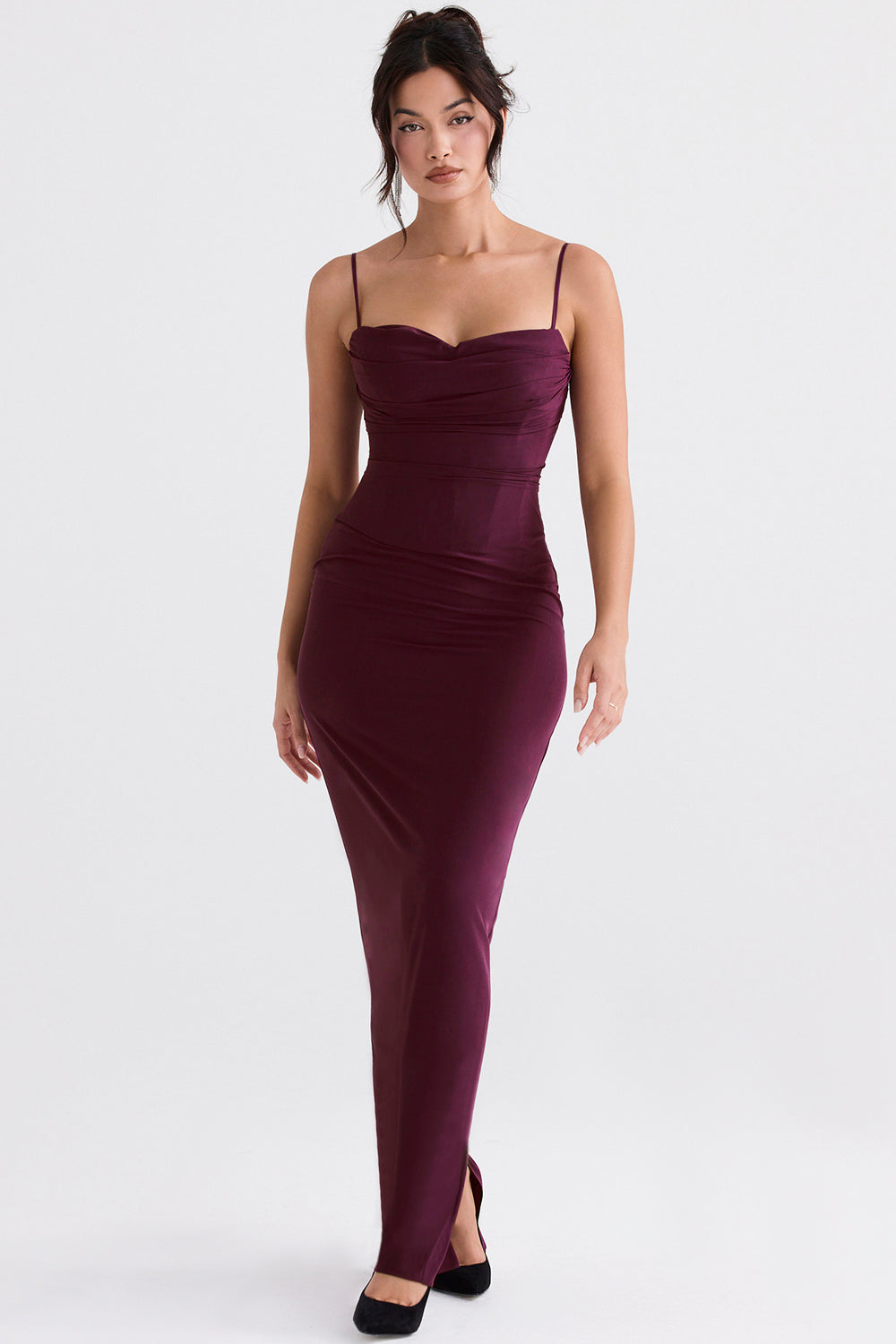 Gorsetowa sukienka maxi Merlot