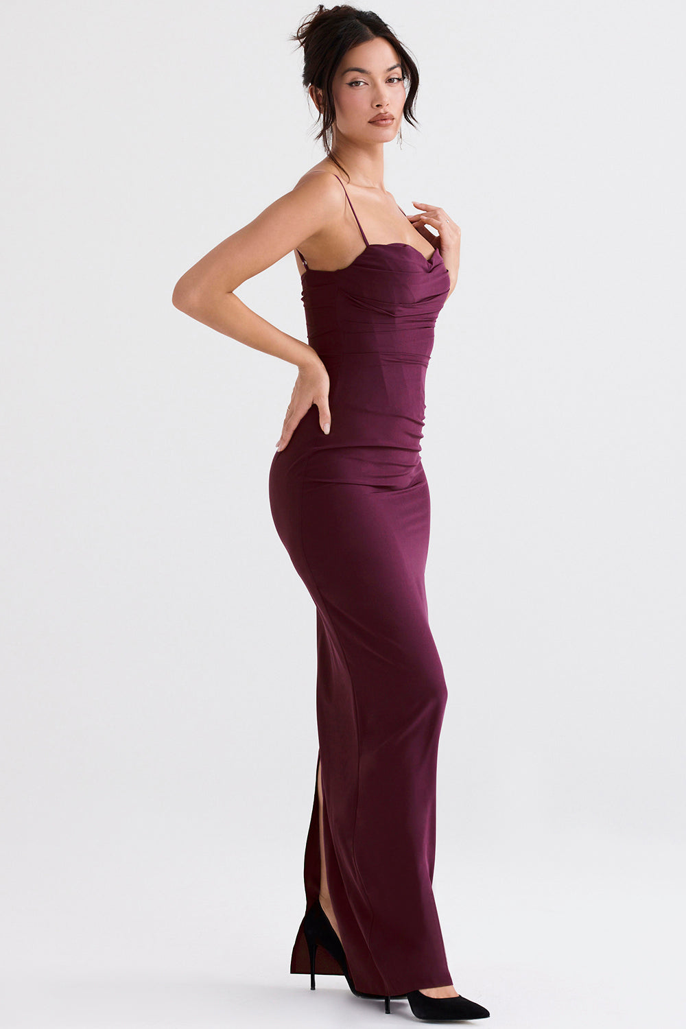 Gorsetowa sukienka maxi Merlot